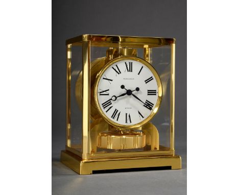 Jaeger LeCoultre Tischuhr "Atmos", Cal. 625-5, Referenz 398677, Emaille Zifferblatt mit römischen Zahlen, Breguetzeiger, verg