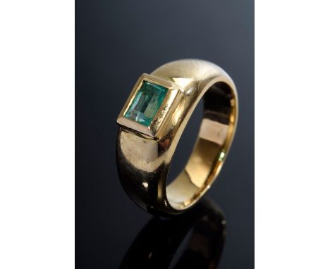 Handgefertigter GG 750 Ring mit Smaragd im Baguetteschliff, 8g, Gr. 47