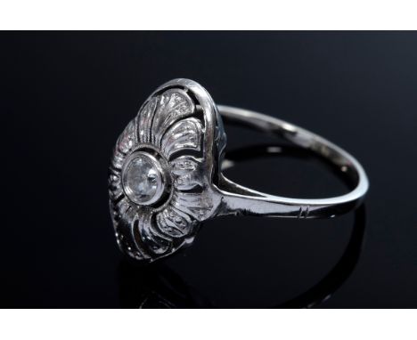 Zarter WG 585 Ring mit ovalem Aufsatz und Diamant (ca.0.10ct/VSI/TCR), 1,5g, Gr. 53, Fassung verbogen