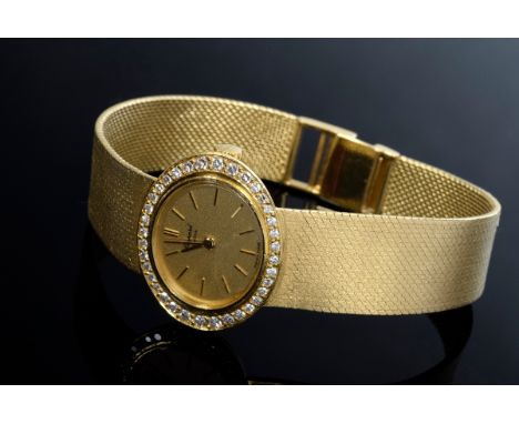 Feine GG 750 Chopard Armbanduhr, Handaufzug, ovale Achtkantdiamantlünette (zus. ca. 0.51ct/VSI/W), Stabindizes, Saphirglas, s