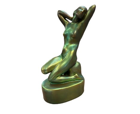 Art Deco Zsolnay Pecs figurine, female nude Height 23 cm 