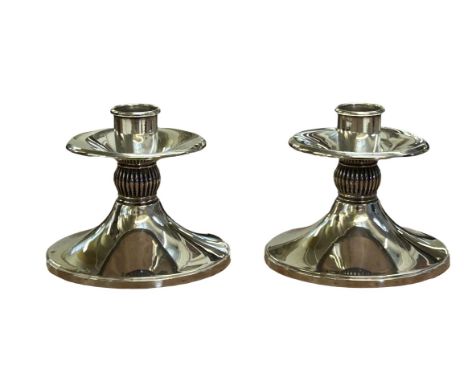 Gorham sterling silver pair of candle sticks 1089 cement filled reinforced with rod Height 9 cm 