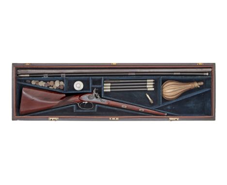 A Fine And Rare Cased 8-Bore Tube-Lock Silver-Mounted D.B. Wildfowling GunBy R. Marjoram, Wickham Market, Birmingham Silver H