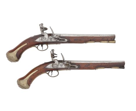 A Very Rare Brace Of 28-Bore Flintlock 1756/81 Pattern Service Pistols To The 3rd Dragoon GuardsCirca 1785Each with shortened