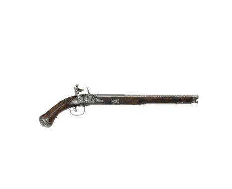 A Fine Brescian 32-Bore Flintlock Long Belt PistolCirca 1680With two-stage barrel cut with repeated chevrons along the forwar