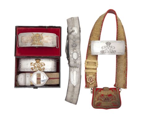 A Cased Silver-Mounted Flap Pouch And Shoulder-Belt Of An Officer In The 3rd (The King's Own) Hussars, And A Silver-Mounted F