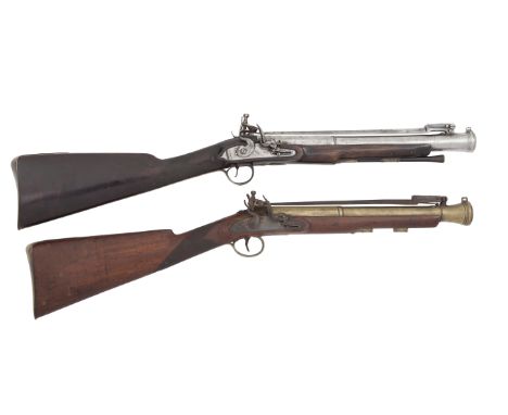 A Flintlock Blunderbuss With Spring BayonetSigned P. Bond, Circa 1815With two-stage barrel turned and belled at the muzzle, o