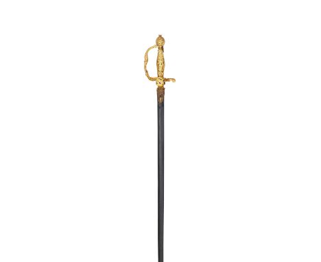 A Continental Gilt-Hilted Small-SwordMid-18th CenturyWith slender tapering blade of flattened hexagonal section etched 'In To