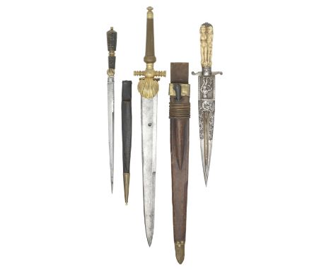 A Spanish Knife Of Stiletto Type, And A Dagger In 16th Century StyleThe First Dated Anno 1686, The Second 19th CenturyWith sh