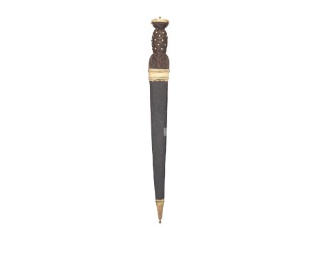 A Scottish Gilt-Mounted Dirk Early 19th CenturyWith tapering blade (areas of scattered pitting) notched and fullered for most