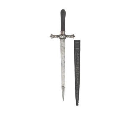 An English Dagger Circa 1630With tapering saw-backed single-edged blade with point of diamond section, one side indistinctly 