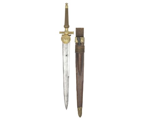 A Continental Ormolu-Mounted Sporting Plug Bayonet18th CenturyWith broad tapering blade fullered over its entire length on bo