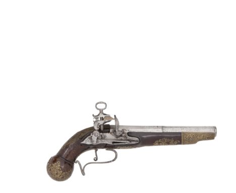 A Neapolitan 16-Bore Miquelet-Lock Belt Pistol Circa 1770With two-stage barrel turned at the muzzle and girdle, octagonal bre