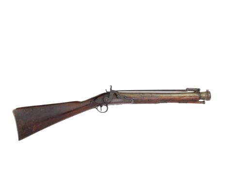 A Brass-Barrelled Percussion Blunderbuss With Spring Bayonet Signed Twigg, London, Late 18th CenturyConverted from flintlock,