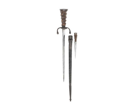 A Very Rare Left-Hand Dagger Of 'Landsknecht' TypeFirst Half Of The 16th CenturyWith tapering blade of stiff diamond section,