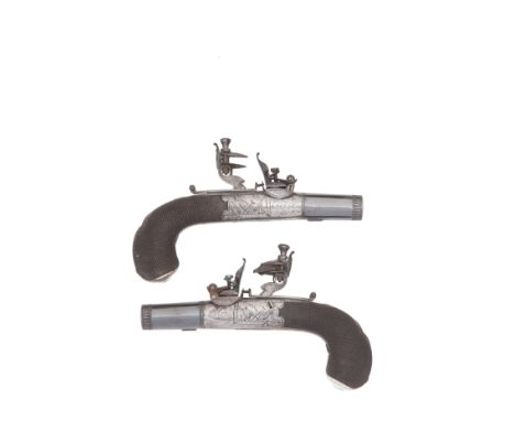 A Pair Of 50-Bore Flintlock Pocket PistolsSigned Smith, London, Early 19th CenturyWith reblued turn-off barrels each engraved