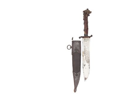 A Rare Russian Hunting DaggerBy The Zlatoust Arms Factory, Dated 1899With bright nickel-plated single-edged blade (minor area