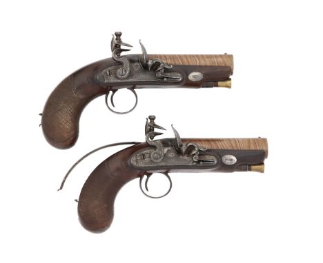 A Rare Pair Of Irish Flintlock Travelling Or Overcoat Pistols Of Carbine Bore By Wm. &amp; Jno. Rigby, Dublin, Early 19th Cen
