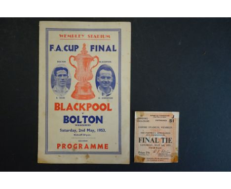 Football - FA Cup Final 1953, Blackpool v Bolton W, ' The Matthews Final ' a standing enclosure ticket together with a pirate