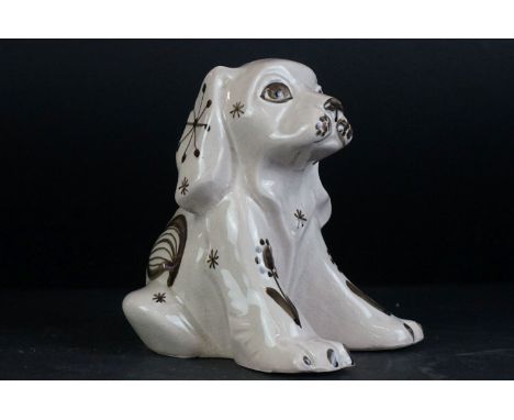 Rye Pottery Model of a Seated Dog, 18cms high 