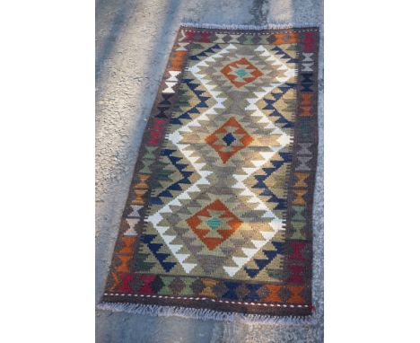 Woollen Hand Knotted Maimana Kilim Runner, 137cms x 66cms 