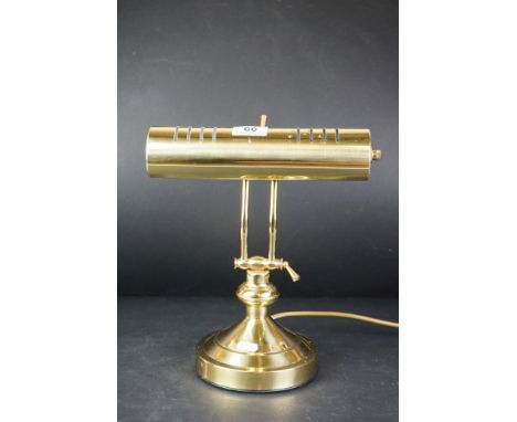 Gilt Metal Bankers Desk Lamp, 33cms high 