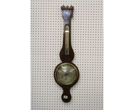 Early 19th century Mahogany Cased Wheel Barometer with Thermometer, the silvered face marked ' C Bunclock, London ', 98cms lo