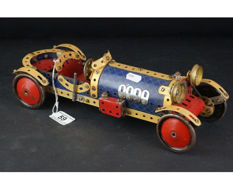 Meccano component built model of a Vintage Car, 36cms long 