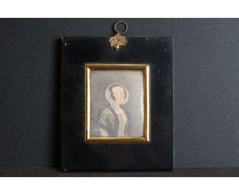 A 19th century miniature portrait of a lady in period dress. 