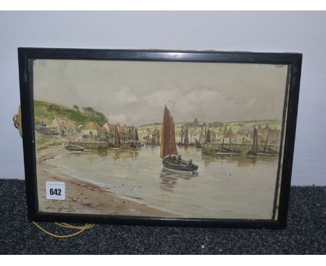 Thomas Swift Hutton
(b.1860- after 1935)
FISHING BOATS IN A BERWICKSHIRE HARBOUR
signed
watercolour
20.5 x 32cms; 8 x 12 1/2i