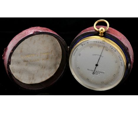 A compensated travelling barometer by Negretti & Zambra, 4552, in lacquered brass case within a leather outer travelling case
