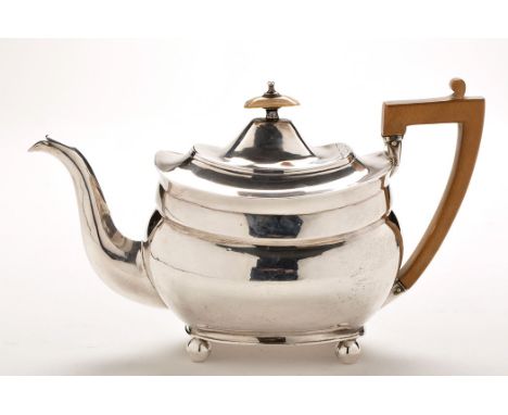A George III teapot, by Samuel Godbehere, Edward Wigan and James Boult, London 1806, of rounded rectangular form, composition