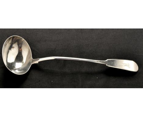 A William IV soup ladle, by Reid & Sons, Newcastle 1836, fiddle pattern, engraved initial, 6.5oz.