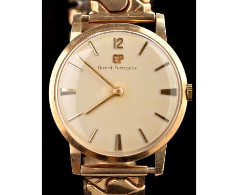 Girard-Perregaux: a gentleman's 9ct. gold cased wristwatch, c.1960, with circular baton dial, the 17 jewelled movement number