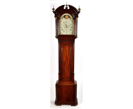 Wm. Snow, Padside: a large mahogany longcase clock, the painted roman dial with outer arabic numerals, subsidiary seconds and