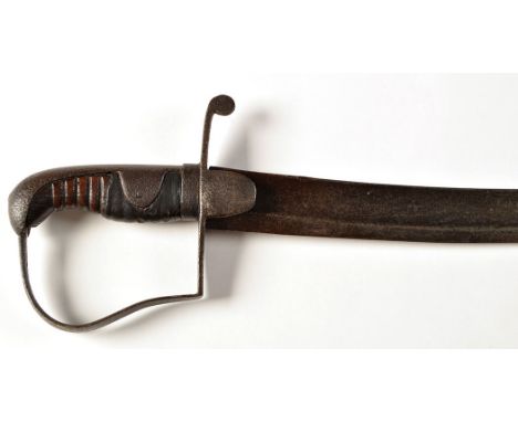 A 1796 pattern Light Cavalry Troopers sword, the curved 33in. (84cms) single-edged blade with three-quarter length fuller, on