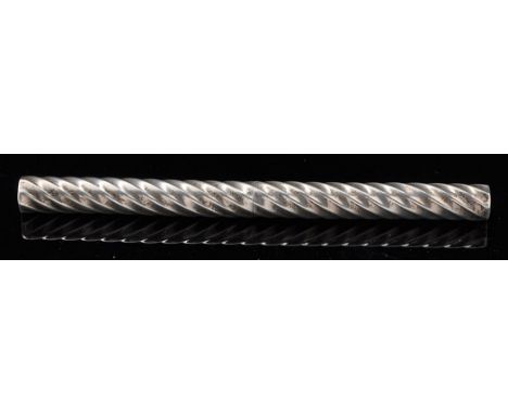 A German white metal knife and fork, in spirally fluted case, stamped 900, 6 1/4in. (16cms).