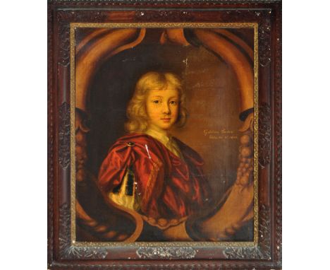 Manner of Mary Beale
(1633-1699)
PORTRAIT OF WILLIAM FORSTER AGED 8, HALF-LENGTH IN CLASSICAL DRESS, IN PAINTED ARCHITECTURAL