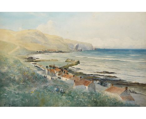 Thomas Swift Hutton
(b.1860- after 1935)
"A SUMMER'S DAY, BURNMOUTH"
signed
watercolour
47 x 71cms; 18 1/2 x 28in.
See illust