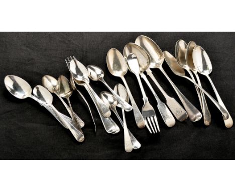 Two George IV dessert spoons, by William Eley and William Fearn, London 1823; two George III dessert spoons, by Eley, Fearn &
