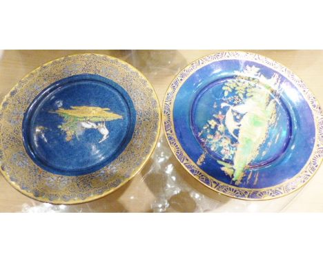 CARLTONWARE DISHES. Pair of Carltonware Stork blue pin dishes, D ~ 12cm