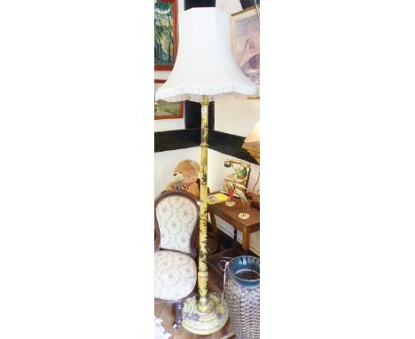 STANDARD LAMP. Oriental painted standard lamp