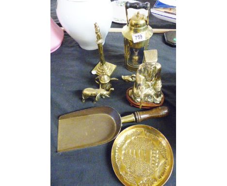 BRASSWARE. Selection of mixed brassware including lantern 