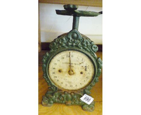 ANTIQUE SCALES. Set of antique kitchen scales lacking pan