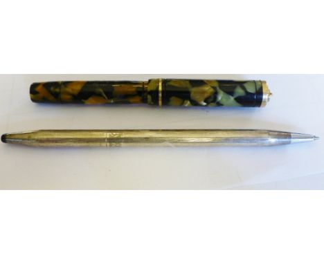 SILVER PENCIL. Silver pencil/burnisher and a Conkin Toledo ladies pen