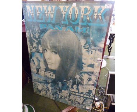 ADVERTISING POSTER. Large original New York Pan Am advertising poster