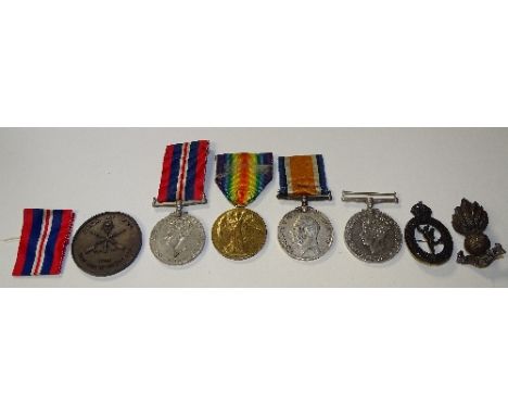 A World War I campaign War and Victory Medal, awarded to Lieut J Johnson, together with two World War II 1939-1945 medals, 19