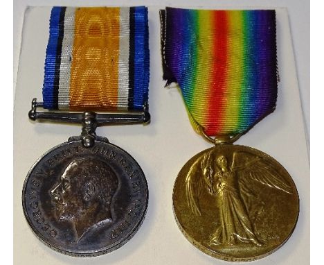 A World War I campaign British War Medal and Victory Medal, awarded to 430578 PTE H Higham, Duke of Cornwall's Light Infantry