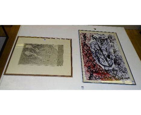 Fred Gavin (20th Century)'Abstract'Limited edition signed print 98/100, 45 x 60cm, together with an oil painting for The Edin