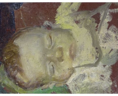 John Laurie RSA RGI (1916-1959)'Portrait of the Artist's Daughter Anna'Oil on board, signed verso, 18 x 14cmFootnote: John La